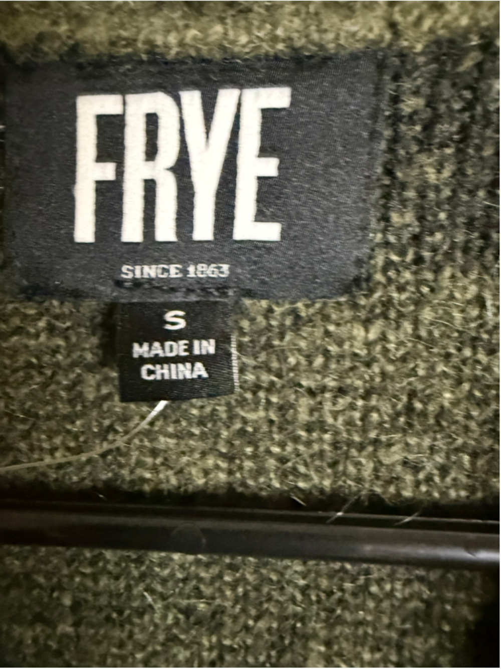 Women's Frye Olive & Black “Cozy Cardigan” Geometric Pattern Sweater Size S - Picture 3 of 6